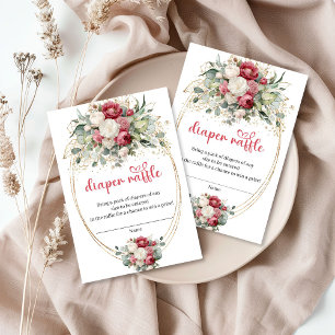 Romantic Burgundy Blush Greenery Diaper Raffle Enclosure Card