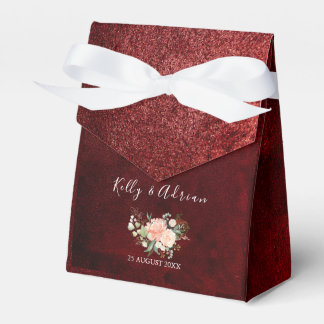 Romantic Burgundy Blush Pink Floral Rustic Wedding Favour Box