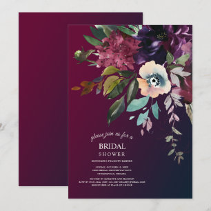 Romantic Burgundy Bridal Bouquet Bridal Shower Invitation