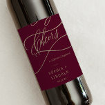 Romantic Burgundy Calligraphy Cheers Wine Labels<br><div class="desc">These romantic burgundy calligraphy cheers wine labels are perfect for a simple wedding reception. The modern classic design features fancy swirls and whimsical flourishes with gorgeous elegant hand lettered faux champagne gold foil typography. Personalise the wine bottle stickers with the names and date. These labels can be used for the...</div>