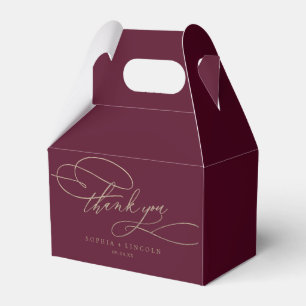 Romantic Burgundy Calligraphy Wedding Thank You Favour Box