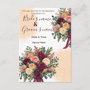 Romantic Burgundy & Cream Rose Wedding Invitation