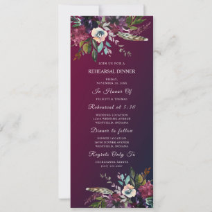 Romantic Burgundy Floral Rehearsal Dinner Invitation