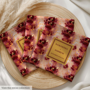 Romantic Burgundy Gold Wedding Dinner Napkins