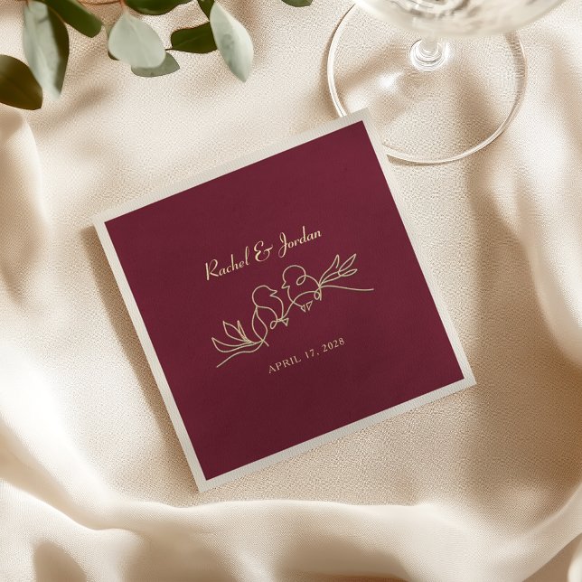 Romantic Burgundy Gold Wedding Napkin (Creator Uploaded)