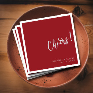 Romantic Burgundy Hand Lettering Cheers Wedding Napkin