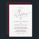 Romantic Burgundy Minimalist Wedding Invitation<br><div class="desc">Beautiful burgundy minimalist wedding invitation. Fully customisable with names,  dates,  location and colours to match your wedding theme.</div>