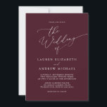 Romantic Burgundy Minimalist Wedding Invitation<br><div class="desc">Beautiful burgundy minimalist wedding invitation. Fully customisable with names,  dates,  location and colours to match your wedding theme.</div>