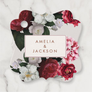 Romantic Burgundy red and copper Wedding Favour Tags