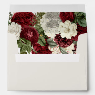 Romantic Burgundy Red Floral All Occasion Envelope