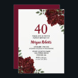 Romantic Burgundy Red Rose 40th Birthday Invite<br><div class="desc">Romantic Burgundy Red Rose 40th Birthday Invite

See matching collection in store</div>