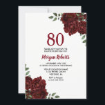 Romantic Burgundy Red Rose 80th Birthday Invite<br><div class="desc">Romantic Burgundy Red Rose 80th Birthday Invite

See matching collection in store</div>