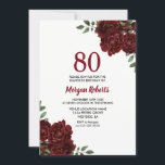 Romantic Burgundy Red Rose 80th Birthday Invite<br><div class="desc">Romantic Burgundy Red Rose 80th Birthday Invite

See matching collection in store</div>