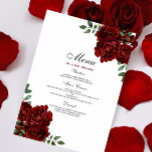 Romantic Burgundy Red Rose Wedding Menu<br><div class="desc">Romantic Burgundy Red Rose Wedding Menu
Matching collection in Niche and Nest store.</div>