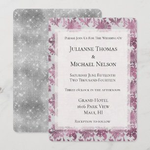 Romantic Burgundy Red Silver Floral Wedding Invitation
