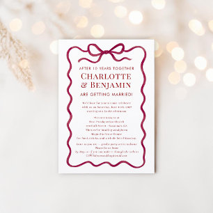 Romantic Burgundy Ribbon Wedding website  Invitation