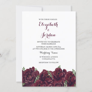 Romantic Burgundy Rose Elegant Wedding Invitation