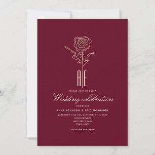 Romantic Burgundy Rose Wedding Invitation