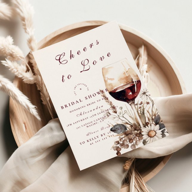Romantic Burgundy Rose Wine Bridal Shower Invitation (Creator Uploaded)