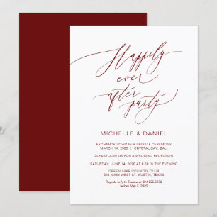 Romantic Burgundy Script, Wedding Elopement Invitation