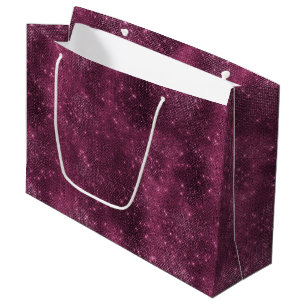 Romantic Burgundy Sparkle Glitzy Bridal Shower Large Gift Bag