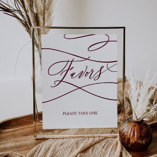 Romantic Burgundy Text Calligraphy Wedding Favours Poster