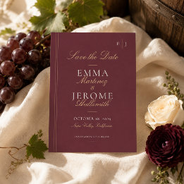 Romantic Burgundy Vineyard Wedding Save The Date