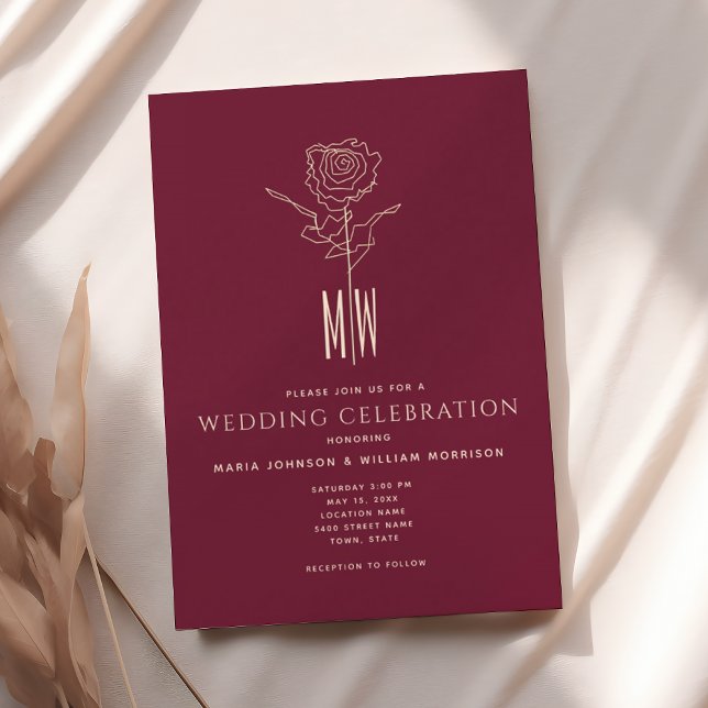 Romantic Burgundy Wedding Invitation (Creator Uploaded)