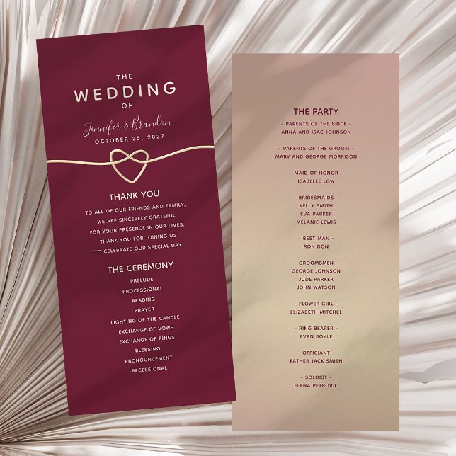 Romantic Burgundy Wedding Program (Creator Uploaded)