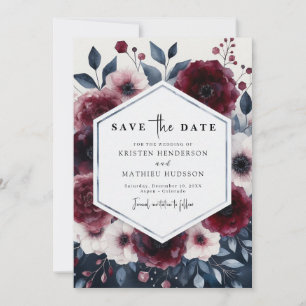 Romantic Burgundy Wedding Save The Date