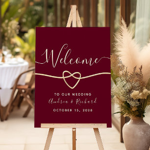 Romantic Burgundy Wedding Welcome Poster