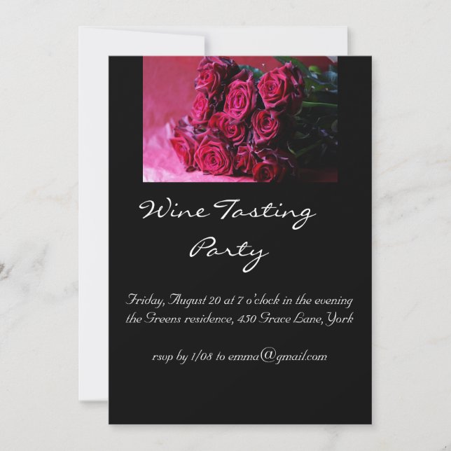 Romantic Burgundy Wine Tasting Party Invitation (Front)