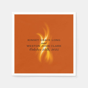 Romantic Burning Flame Wedding Cocktail Napkin