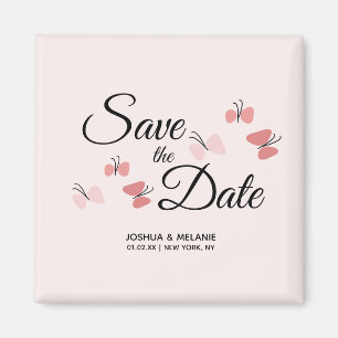 Romantic Butterflies Pink Save the Dates Magnet