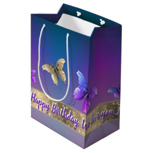 Romantic Butterfly Blue  Medium Gift Bag