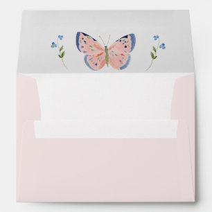 Romantic Butterfly Bow Pink Vintage Envelope