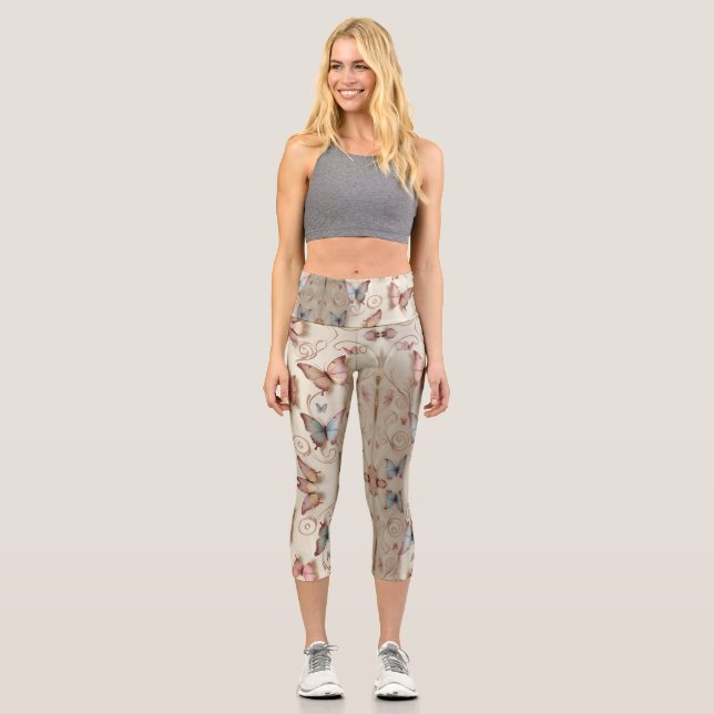 Romantic Butterfly  Capri Leggings (Front)