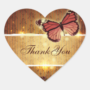 romantic butterfly fall wedding thank you heart sticker