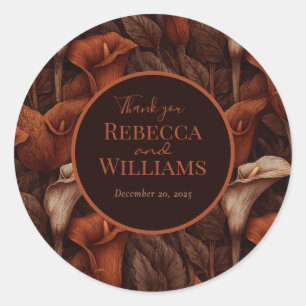 Romantic Calla Lilies Accent Modern Wedding Classic Round Sticker