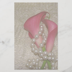 Romantic Calla Lilies & Pearls Stationery