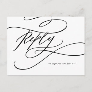 Romantic Calligraphy 3 Menu Choice RSVP Postcard