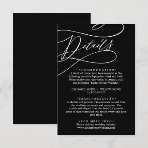 Romantic Calligraphy   Black Wedding Details Enclosure Card