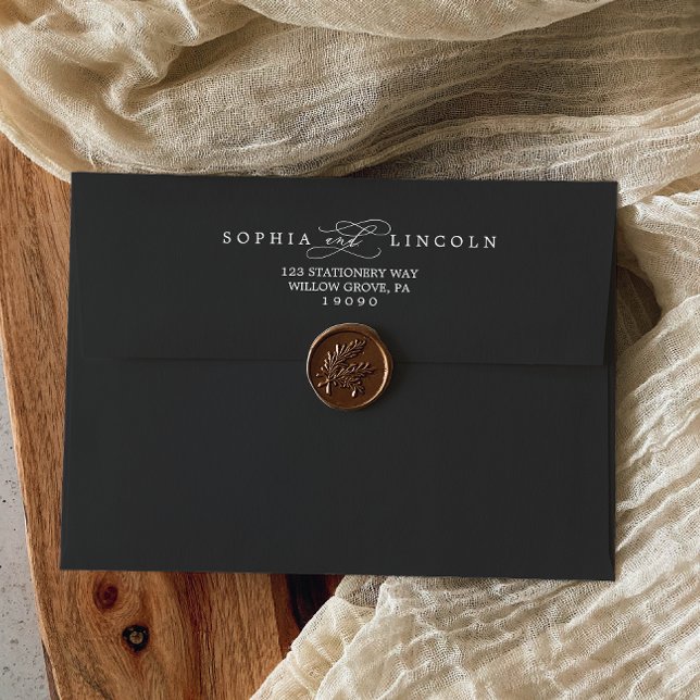 Romantic Calligraphy Black Wedding Invitation Envelope (Creator Uploaded)
