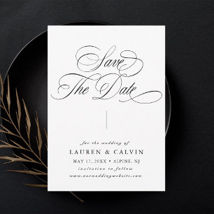 Romantic Calligraphy Black & White Save The Date