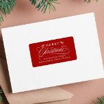 Romantic Calligraphy Christmas Return Address Red Label<br><div class="desc">This Christmas return address label featuring elegant and romantic swirly calligraphy lettering with pinecone twigs. For more advanced customisation of this design,  please click the BLUE DESIGN TOOL BUTTON above!</div>