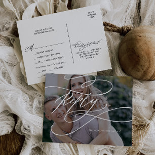 Romantic Calligraphy Dark Photo Menu Choice RSVP