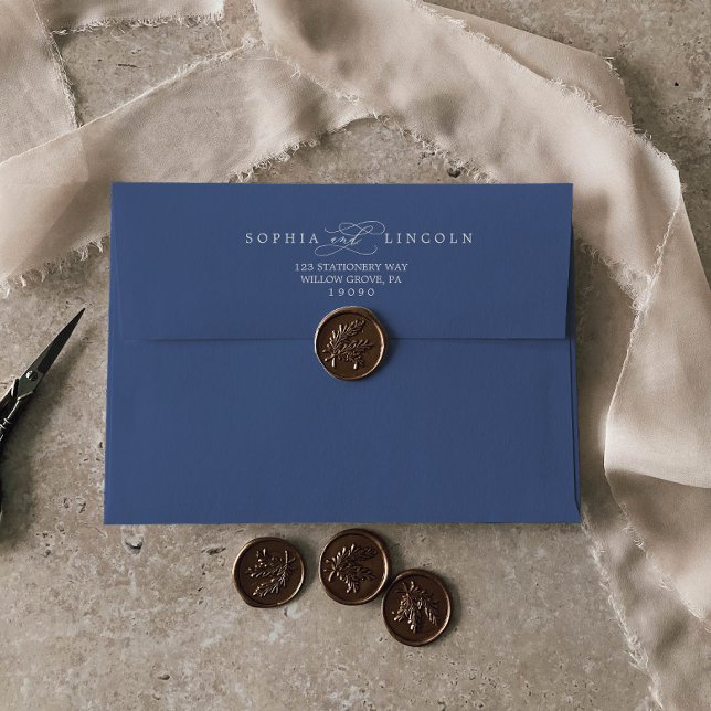 Romantic Calligraphy | Denim Blue Wedding Envelope (Creator Uploaded)