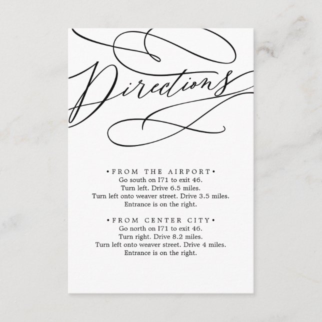 Romantic Calligraphy Directions Enclosure Card (Front)