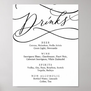Romantic Calligraphy Drink Menu Sign