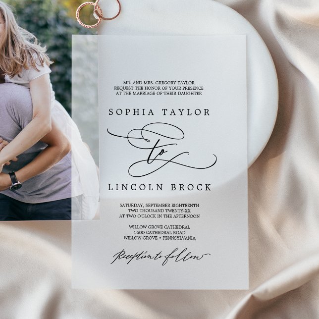 Romantic Calligraphy Elegant Black Formal Wedding Vellum Invitations (Romantic Calligraphy Elegant Black Formal Wedding Vellum Invitations)